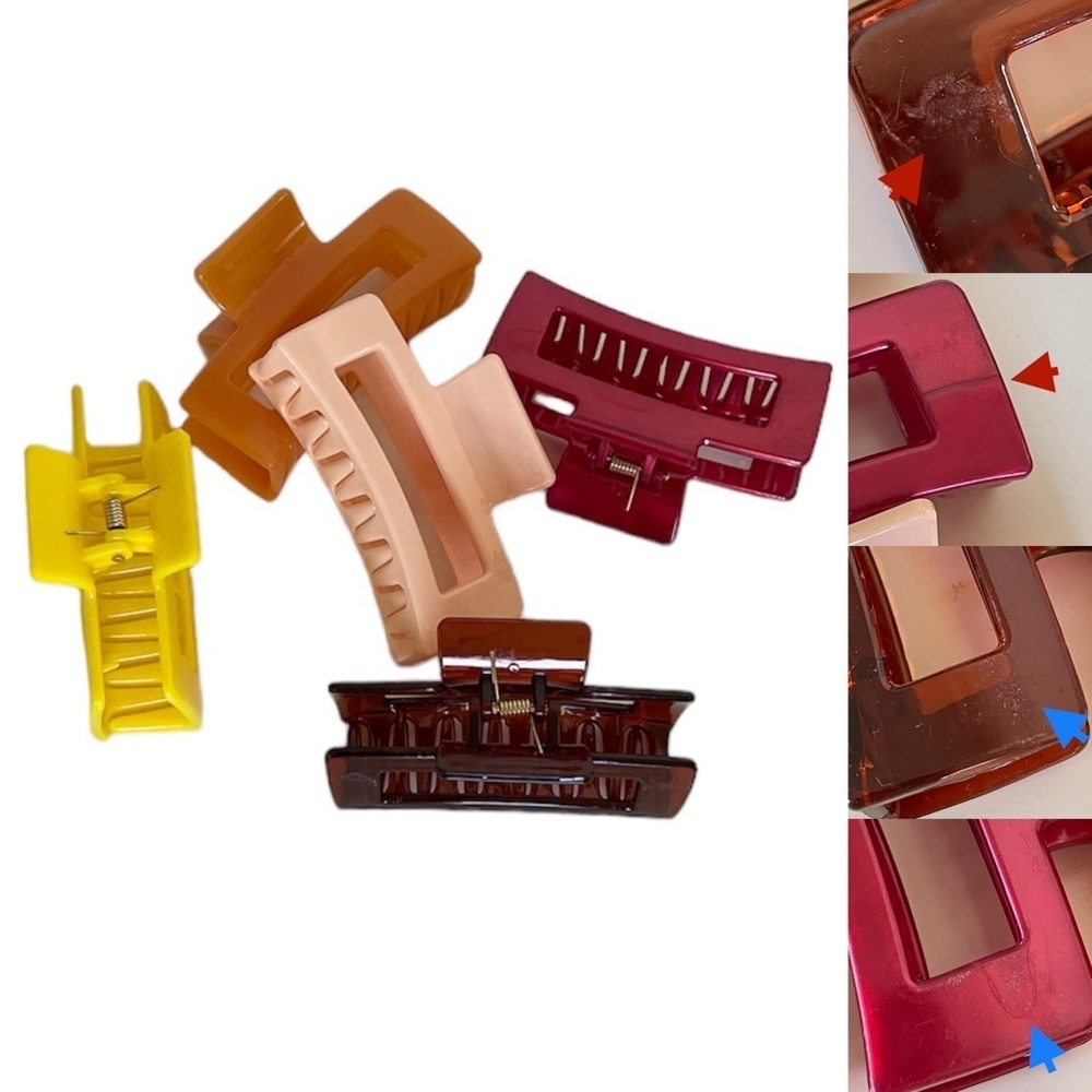 Orange Multicolored Rectangular Medium Size Claw Clip Hair Accessory 5 Pk Bundle